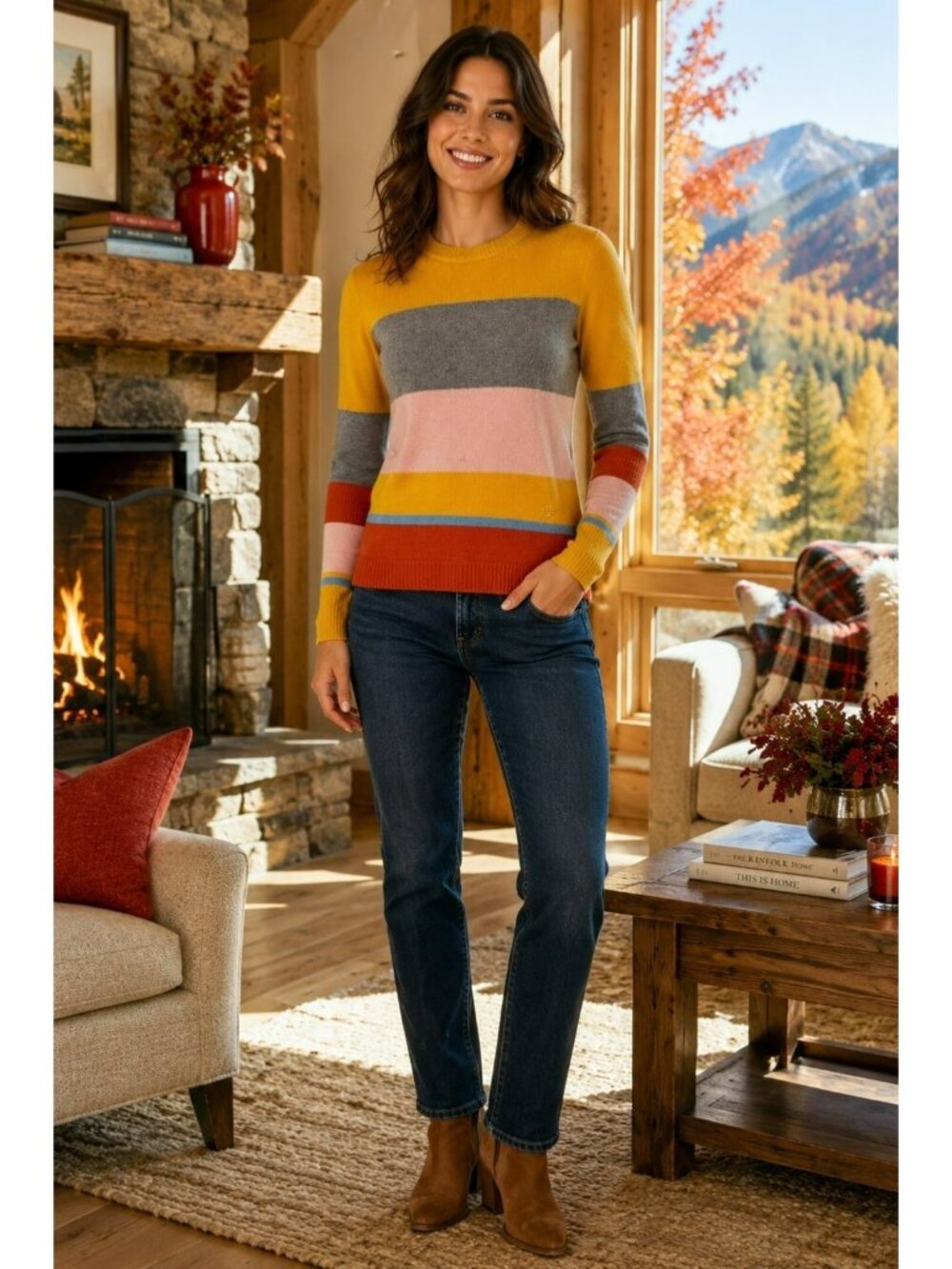 Tory Burch Colorblock Cashmere Womens Small Sweater Cozy Chic Designer